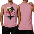 thumbnail image 4 of OIOLOYJM Tank Tops for Men Hawaiian Beach Palm Tree Sleeveless Shirts Cotton Muscle Fit Workout Tank Tops Pink L, 4 of 4