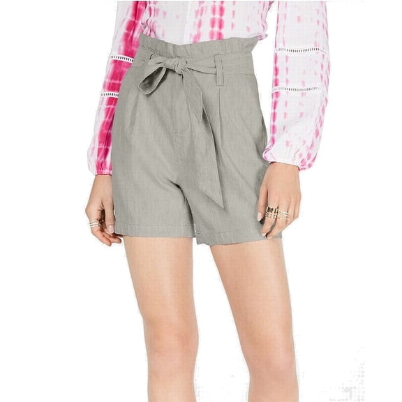 Womens Shorts Sky Linen Paperbag Waist Belted High Rise XS