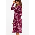 thumbnail image 4 of DEVOPS Women's Casual Long Sleeve Empire Waist Loose Dress with Pockets (Small, Flower Wine Red), 4 of 6
