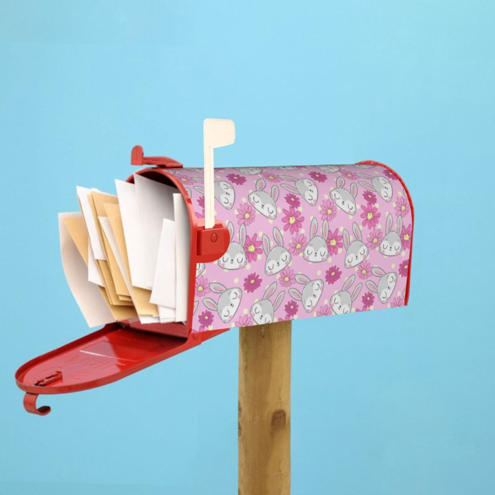 Xecao Sunflower Rabbit for Mailbox Cover with Magnetic Strips, Waterproof and Sunscreen, Adds a Decorative Touch to Your Garden Yard.