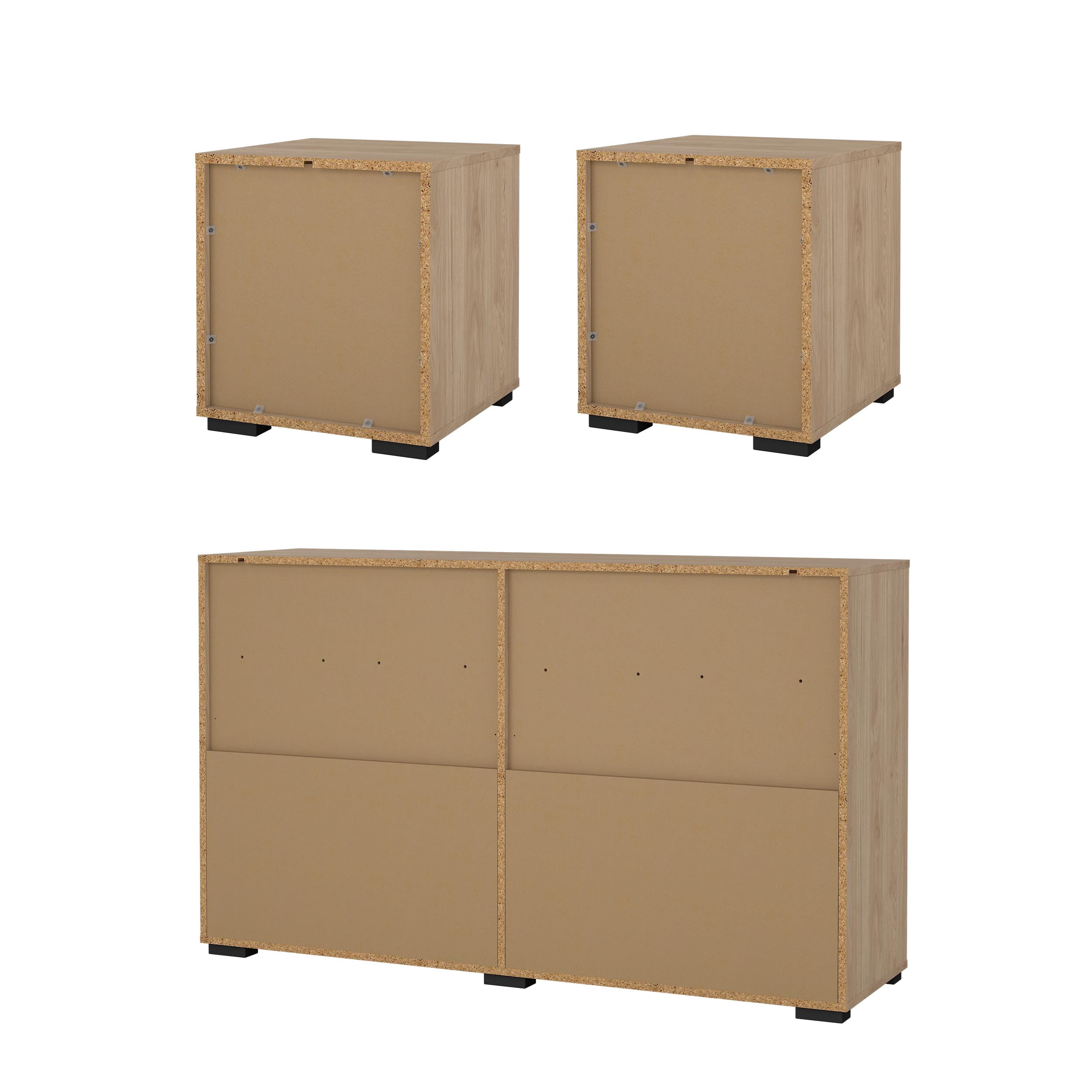 Tvilum Sofia 3-Piece Bedroom Set with Dresser and Nightstands, Jackson Hickory