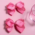 thumbnail image 2 of Glitter Navy Blue Ribbon Hair Bows for Girls 2pcs 4in Sparkly Sequin Cheer Bow Alligator Clips for Teens Toddler Kids School Uniform Dance Wedding Dress Accessory Birthday Gift Hot pink, 2 of 7