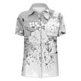 thumbnail image 3 of Button Down Shirts for Women, Cotton Printed Fashion Down Tops Short Sleeve Blouse, Grey S-XXL, 3 of 5