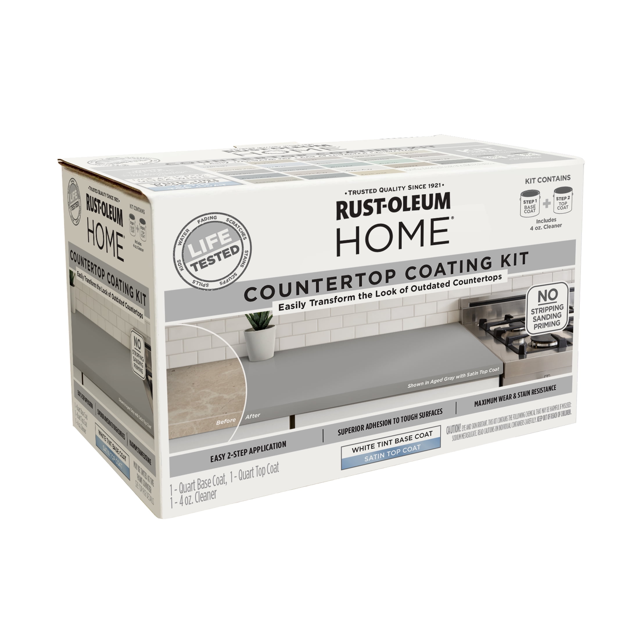 Steam Gray, Rust-Oleum HOME Countertop Satin Coating Kit-38496220T, Quart