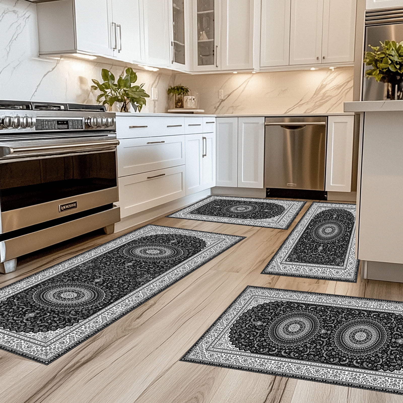 PALIFEUR Bathroom Rugs Sets, Non-Slip Bath Mat Set 4 Piece, Soft Comfortable Washable Bathroom Mat Set, Quicker Dry Bathroom Rug with Toilet Rug
