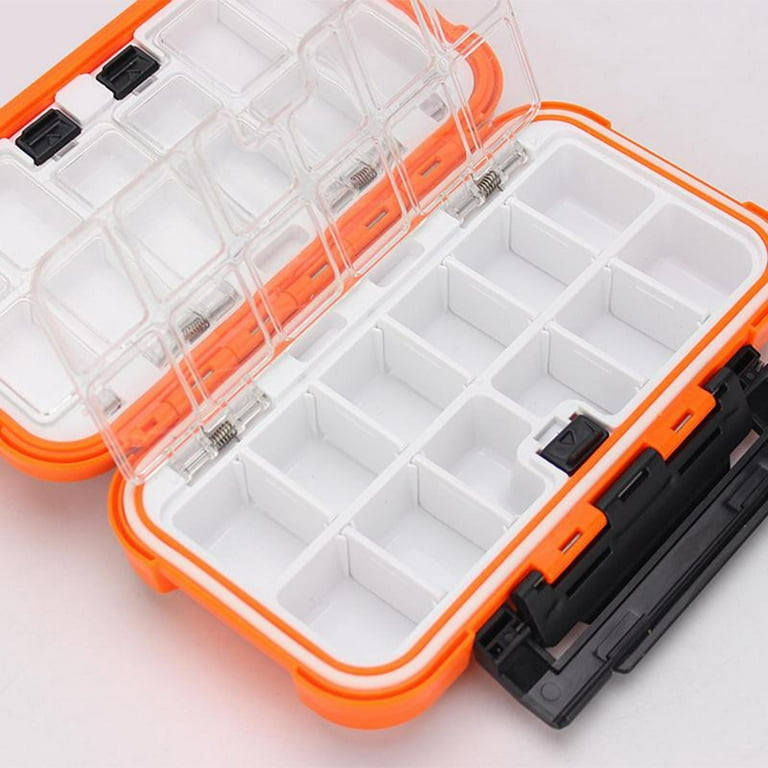 Double-Sided Fishing Box Organizer,Deep Large Hooks Accessory Storage Trays  Case with Adjustable Dividers - Orange, 