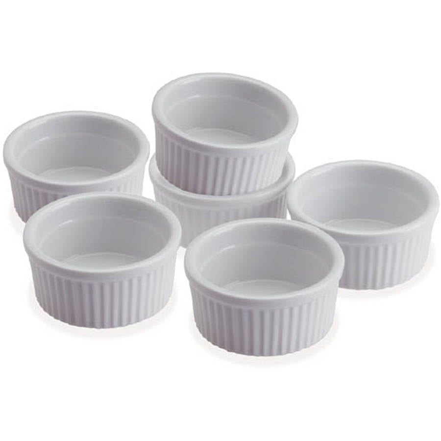 Flan Pan Sauce Crème Brulee Dishes Dipping Bowls Custard Prepworks by Progressive Porcelain Stacking Ramekins-Set of 6 CRR-6 for Baking Pudding Cups Souffle 