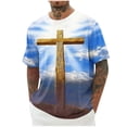 thumbnail image 2 of UVEASISHA Christian Cross Graphic Tees for Men Big and Tall Easter Day Jesus Faith T-Shirts Comfort Short Sleeve Crewneck Pullover Holiday Tshirt Blue 4XL, 2 of 5