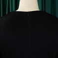 thumbnail image 6 of AURA Plus Size V Neck A Line Midi Dress High Waist Pleated 3 4 Sleeve Belted Elegant Fall Winter Work Dress, 6 of 10