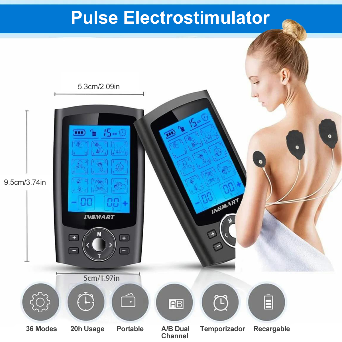 INSMART TENS Unit Rechargeable EMS Muscle Stimulator, 36 Modes photo 7