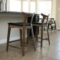 thumbnail image 2 of Crotone Mid-Century Modern Square Faux Leather Counter Stool in Black, 2 of 3