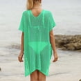 thumbnail image 3 of Shadoumai Womens Swimsuit Cover Up Long Sleeve Sheer Mesh Knit Mini Dress Backless Tie Summer Beach Vacation Outfits, 3 of 3
