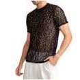 thumbnail image 7 of guisaled Men's Sheer Mesh Short Sleeve Round Neck T Shirts Solid Plain See Through Sparkling Tops Fashion Sexy Club Party Tops Valentine'S Day s, 7 of 7