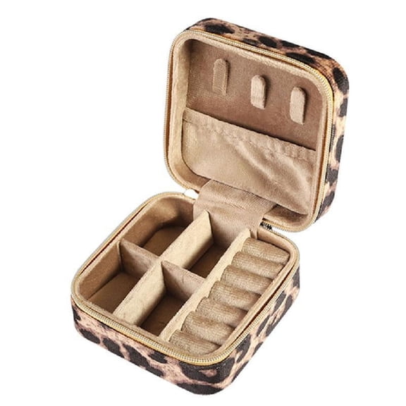 Elegant Leopard Print Jewelry Pouch Waterproof Storage Container for Women Lady