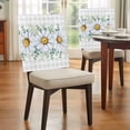 thumbnail image 3 of Daisy Flowers Dining Chair Back Cover Only, White Floral Eucalyptus Leaves Grey Plaid Set of 8 Chair Back Covers, Removable Washable for Dining Room, Banquet & Holiday Decoration, 3 of 9