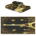 thumbnail image 2 of GZHJMY Stylish Golden Glittering Eiffel Tower Soft Luxury Decorative Set of 3 Towels, 1 Bath Towel+1 Hand Towel+1 Washcloth, Multipurpose for Bathroom, Hotel, Gym, Spa and Beach, 2 of 5