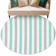 thumbnail image 2 of Round Area Rug 5ft,Modern Colorful Gradient Geometric Line Washable Carpet Non-Slip Runner Accent Rugs Indoor Floor Mat for Bedroom Living Room Decor,Green Grey Ombre Stripe, 2 of 9
