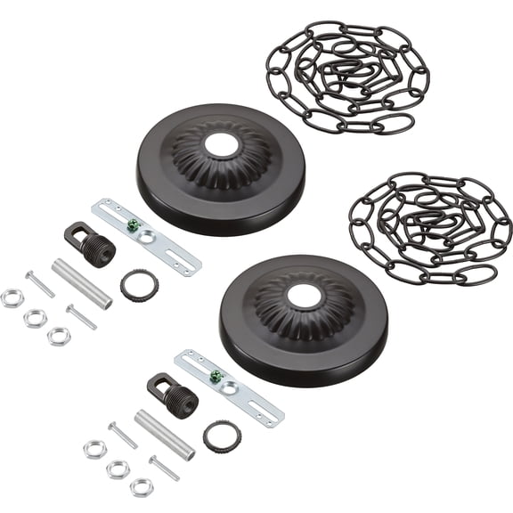 Aspen Creative 21515-12 Transitional Fixture Canopy Kit, 4-3/4 Diameter with Collar Loop, 1" Center Hole, Oil Rubbed Bronze, 3Ft Heavy Chain, 2 Sets/Pack