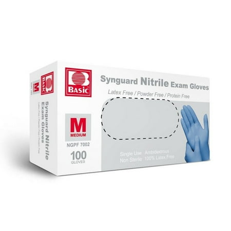 Synguard B Basic INTCO Disposable Medical Examination Nitrile Gloves, M, 100pcs