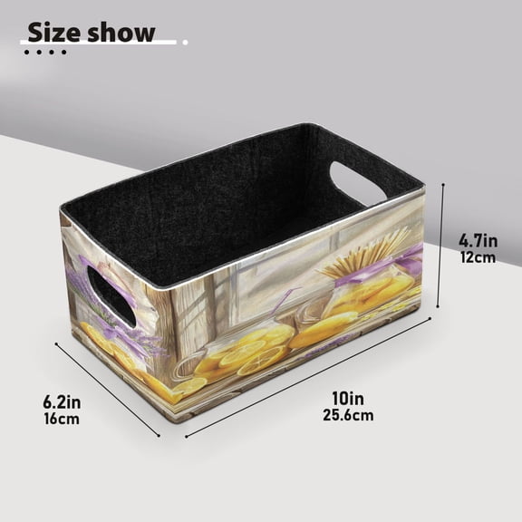 BZSMCE Shelf Baskets Fresh Lemons Pattern Storage Cube Bins 10.1*6.3*4.7in Set of 2