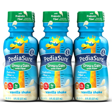 PediaSure Grow & Gain With Fiber, Kids’ Nutritional Shake, With Protein, DHA, And Vitamins & Minerals, Vanilla, 8 fl oz,