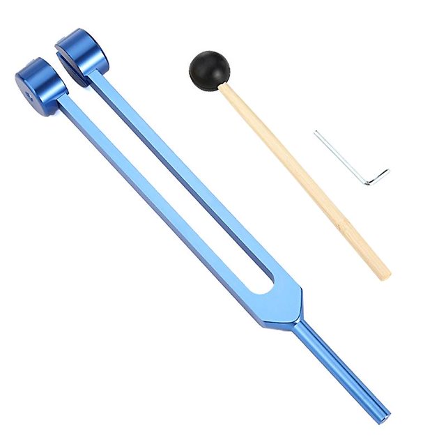 Tenedor de afinación de 128Hz con apariencia hermosa, horquilla de afinación médica ajustable, azul Feliz Sencillez