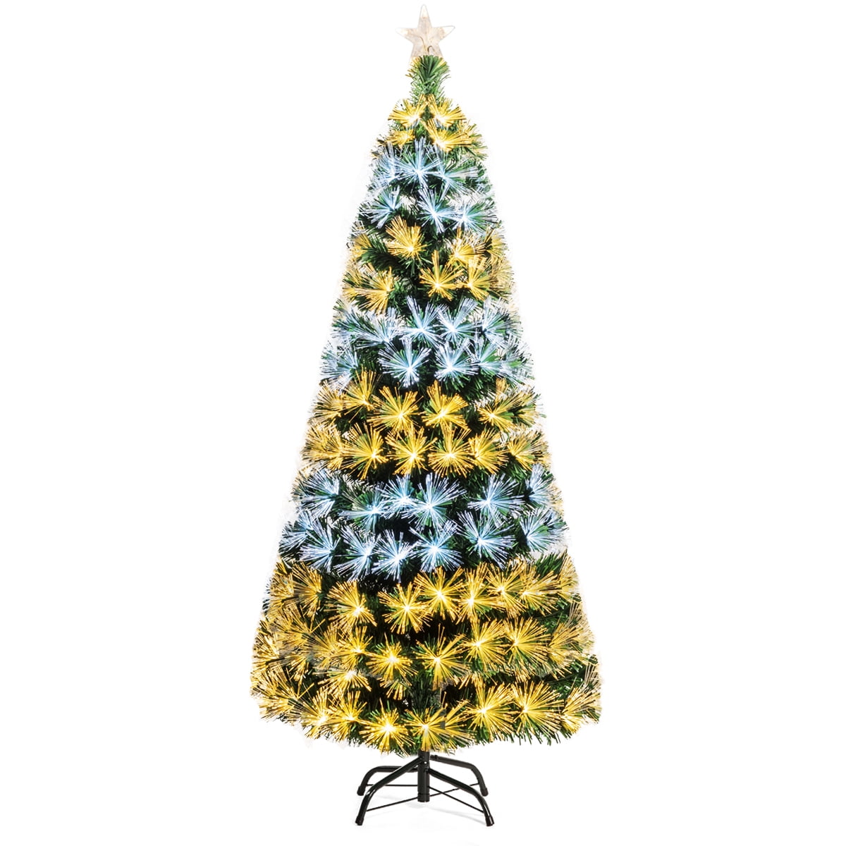 Costway 7Ft PreLit Fiber Optic Christmas Tree 8 Flash Modes PVC w