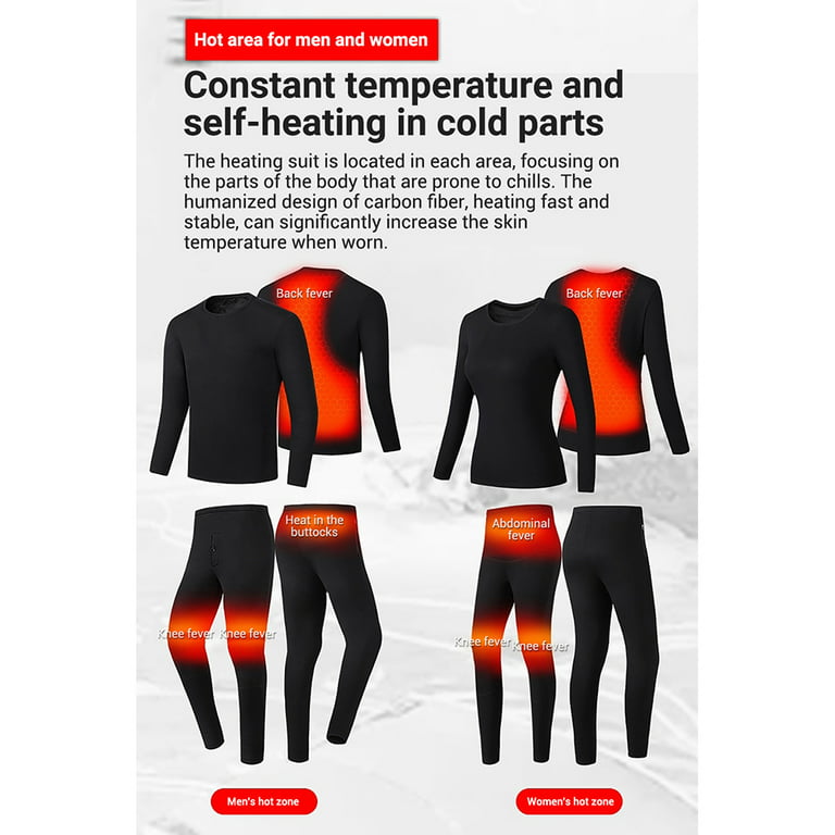 Ploreser Men's USB Heated Underwear Cotton Warm Smart Electric Clothes  Thermal Underwear Carbon Fiber Heating Underwear Electric Heated Cloth