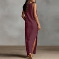 thumbnail image 4 of Zynoxe Maxi Dresses for Women 2026 Fashion V Neck Sleeveless Womens Dresses Comfortable Flowy Side Slit Linen Long Dress Versatile Casual Solid Color Beach Vacation Dresses S, 4 of 8