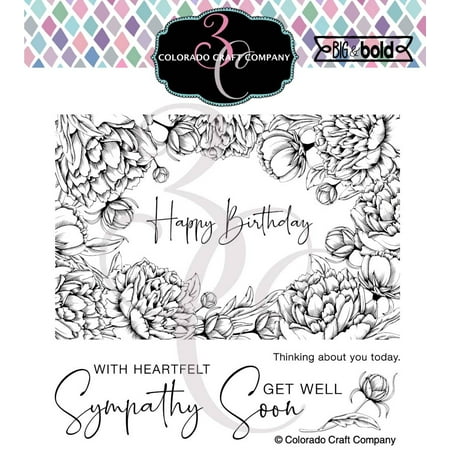 UPC: 0810043855105 | Colorado Craft Company Clear Stamps 6 X6 -Peonies Frame-Big & Bold