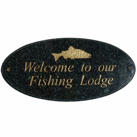 9 in. Rockport Oval in Polished Black Stone Color LOGO Plaque