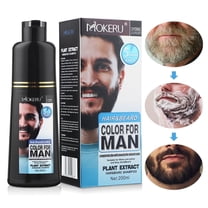 Mustache & Beard Dye, Black Hair Dye Shampoo, Instant Natural Black Shampoo for Gray Hair Coverage, Permanent Hair Coloring with Plant Extract for Facial Hair, 5min Color Dye, 200ml/6.8oz