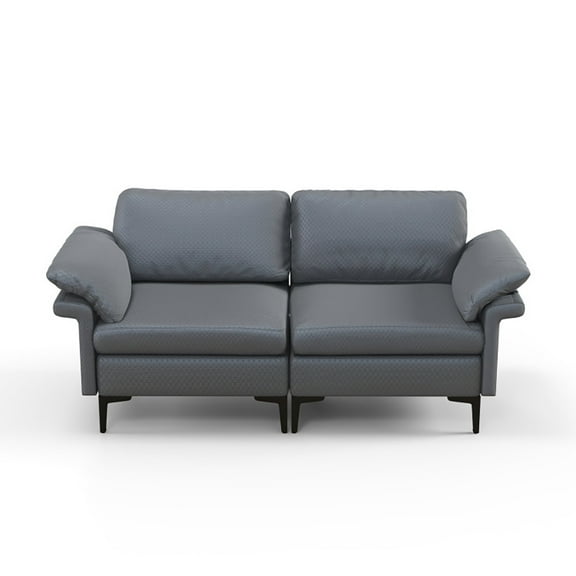 Canddidliike Modern Fabric Loveseat Sofa for with Metal Legs and Armrest Pillows-Gray, Love Seats Furniture Suitable for Small Spaces, Living Room, Office, Soft Couch Easy to Install