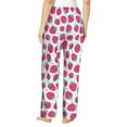 thumbnail image 3 of Naloa Hand Drawn Strawberry Print Women’s Ultra-Soft Comfy Pajama Lounge Pants with Pockets & Drawstring, 3 of 8