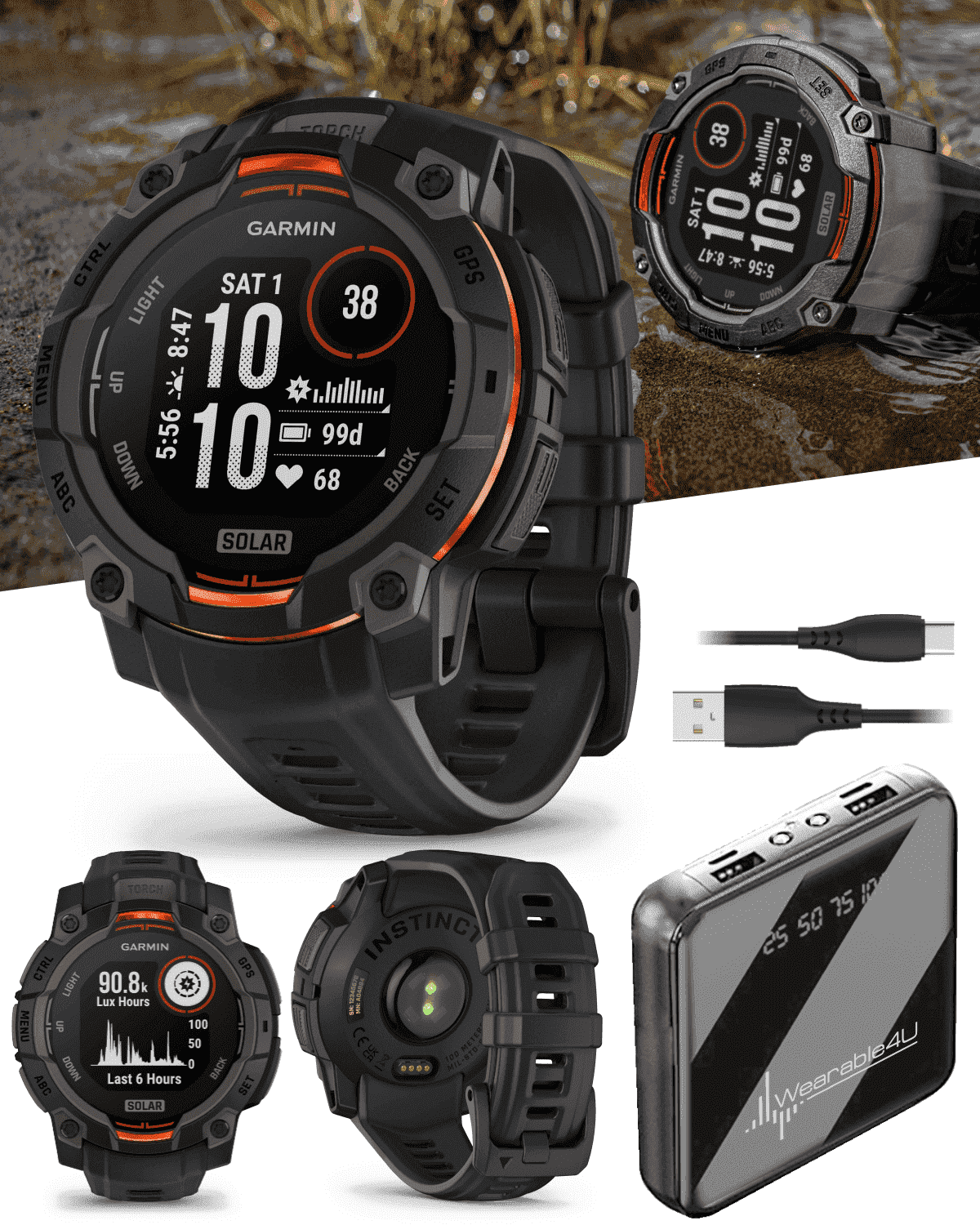 Garmin Instinct 3 45 mm Outdoor GPS Smartwatch SOLAR Twilight with