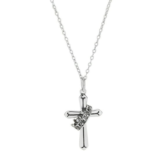Leander 925 Sterling Silver Personalized Vintage Crown Cross Necklace for Women