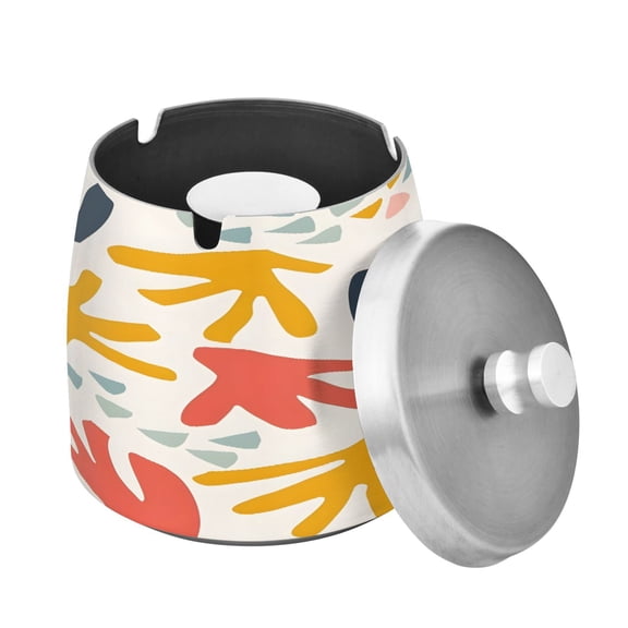 Outdoor Ashtray with Lid for Cigarette Stainless Steel Smokeless Ash Tray for Patio Home Table Decor Abstract Playful Shape