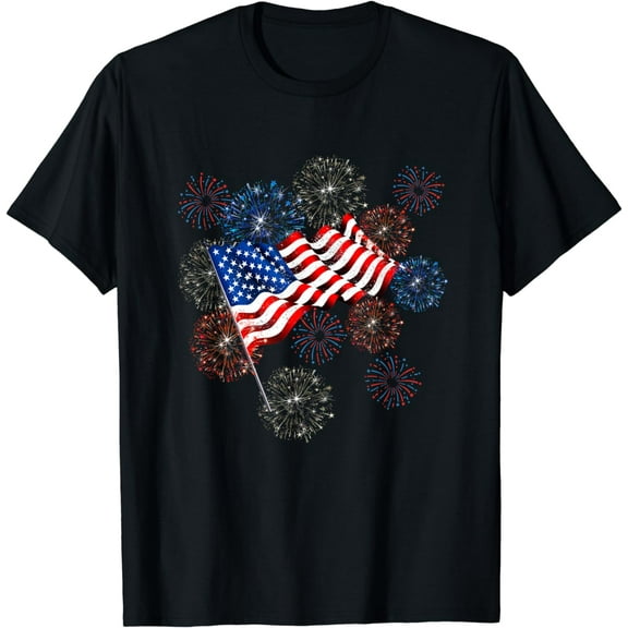 Fireworks 4th of July American Flag Patriotic Sparklers T-Shirt