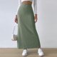 thumbnail image 3 of Faldas largas Falda ajustada para mujer Traje informal de punto cómodo y elegante (verde militar S) Cgtredaw ejercito verde T S para Mujer, 3 of 6