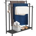 thumbnail image 1 of Toallero extragrande de pie con estante de almacenamiento de metal y 6 ganchos para baño soporte de secado de manta resistente de 3 niveles para pisci, 1 of 7