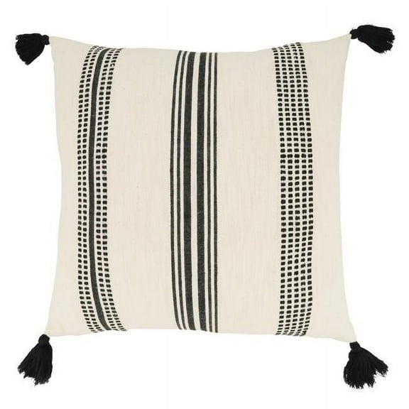 Saro Lifestyle Playful Tassels Stripe Poly Filled Throw Pillow