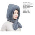 thumbnail image 7 of comerut Women Winter Hat with Integrated Scarf Thick Warm Faux Rabbit Fur Solid Color Full Protection Outdoor Cycling Travel Cold Weather Cap, 7 of 7