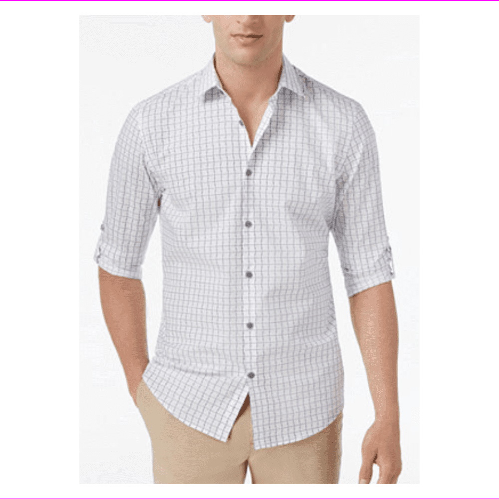 MSRP $49 INC International Concepts Men's Cochran Top-Stitched Shirt Size M