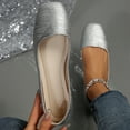 thumbnail image 3 of Mostsola Silver Flats Shoes for Women Square Toe Ballet Shoes Fashion Dressy Slip on Wedding Shoes, 3 of 9