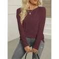 thumbnail image 5 of Women Long Sleeve Crew Neck Slim Fit Stretchy Layer T Shirts Tops, 5 of 6