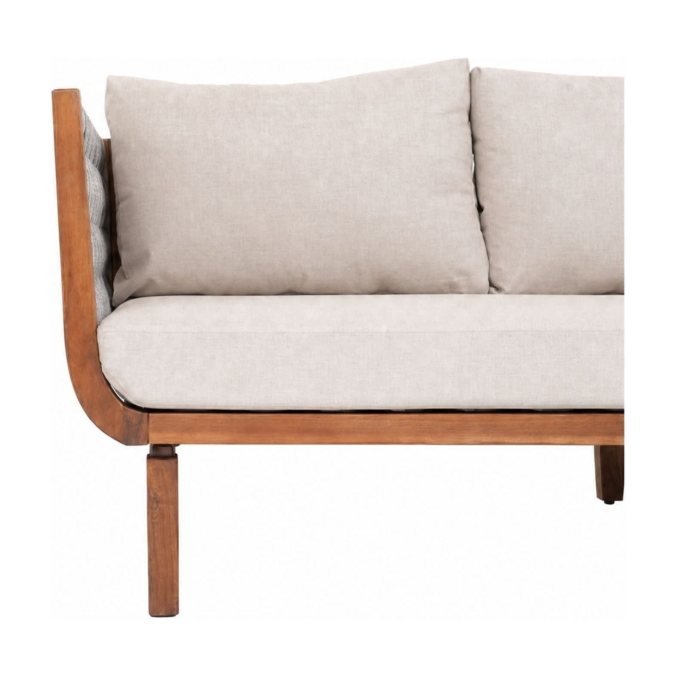 Christopher Knight Home 5-Piece Outdoor Conversation Sofa Set with Ottoman and Coffee Table, Teak+Beige