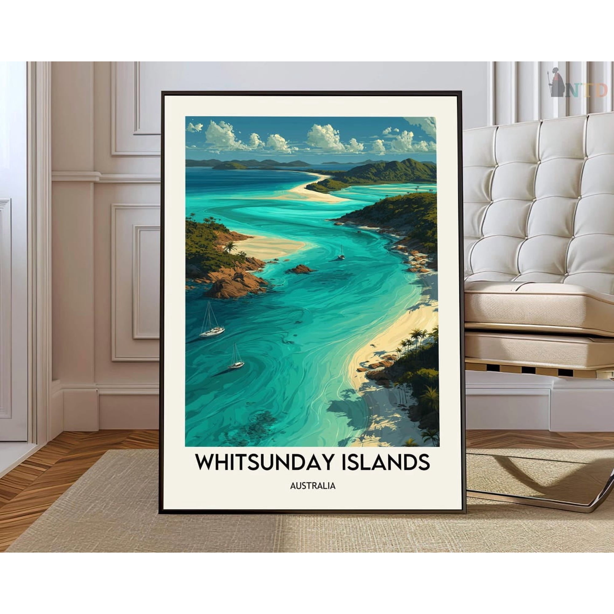 Whitsunday Islands Australia Poster, Whitehaven Beach Wall Art