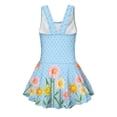 thumbnail image 5 of COEQINE Girls One Piece Tankini Swimsuit with Skirt and Inner Brief, Soft Scoop Neck Swimwear for Summer Camp, Comfortable Bathing Suit for 5-6 Years, Easter Bunny Blue Polka Dot, 5 of 8