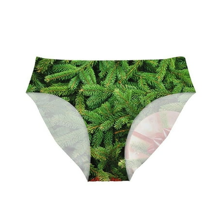 

Uorcsa Silky Printed Women Underwear Christmas Low Waist Underpants Green