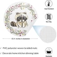 thumbnail image 2 of GZHJMY Round Braided Placemats Watercolor Flower Raccoon Round PVC Woven Place Mats Indoor Washable for Kitchen Dining Tables 15 inch Heat Resistant Round Table Mats, 2 of 5